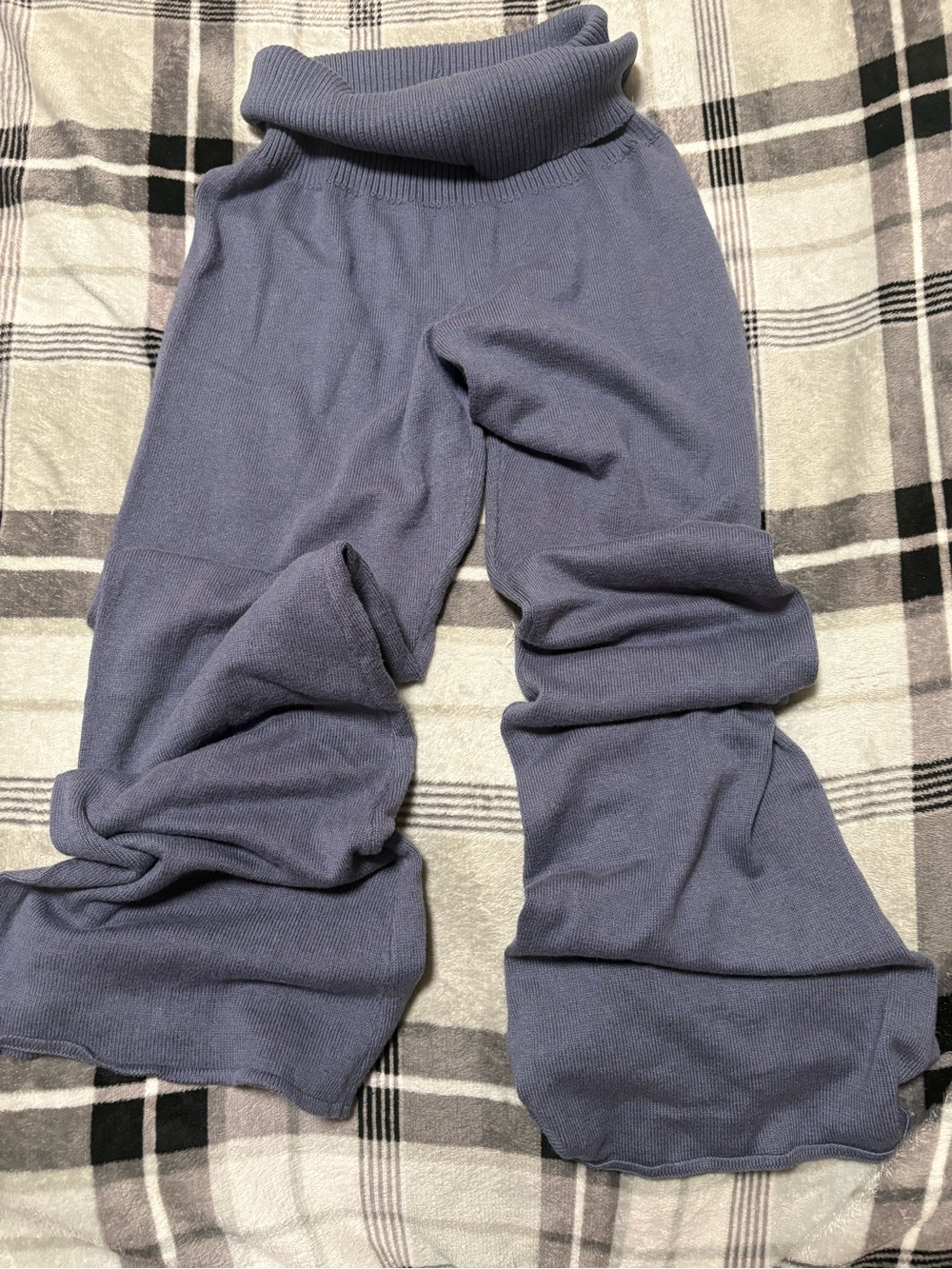 Knit Flared Pants in Slate Blue